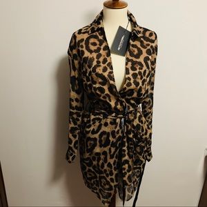 PrettyLittleThing Animal Print Wrap Dress